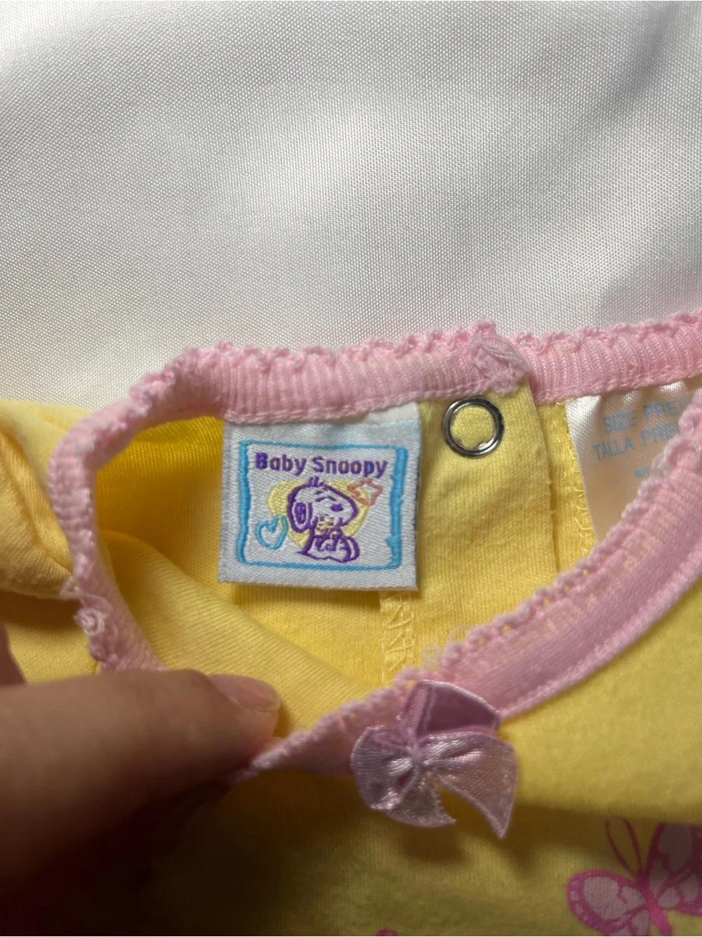 Vintage Baby Snoopy Woodstock Pink Yellow Preemie Bodysuit Rare Infant Outfit